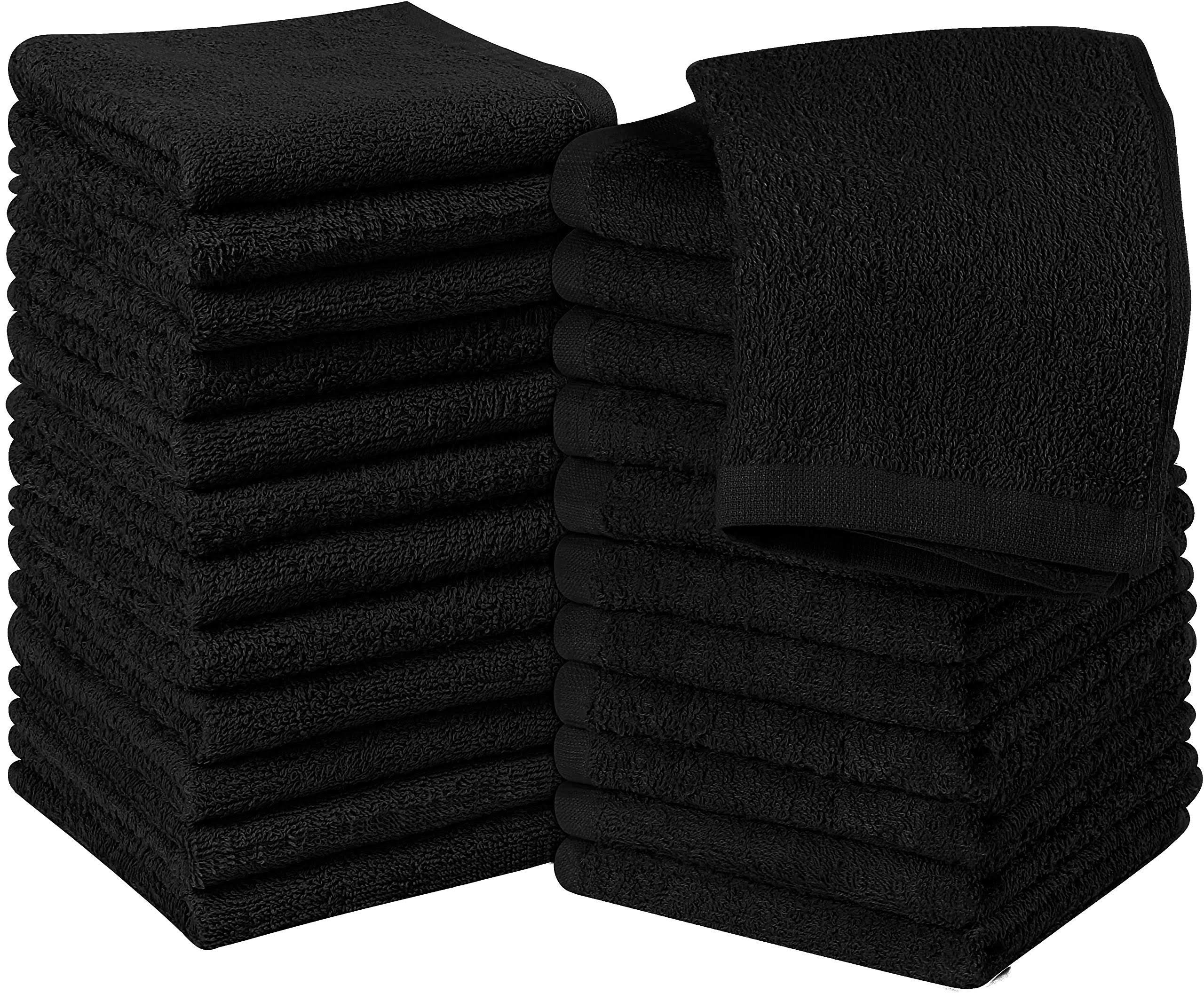 23b5d8e4c1e963508308166fd1d31d4e123334f2af7f061a76ce229ec0ced04e.jpg Utopia Towels Cotton Black Washcloths Set - Pack of 24-100% Ring Spun Cotton, Premium Quality Flannel Face Cloths, Highly Absorbent and Soft Feel - Image 1