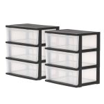 Iris 2pk Wide 3 Drawer Plastic Storage Chests