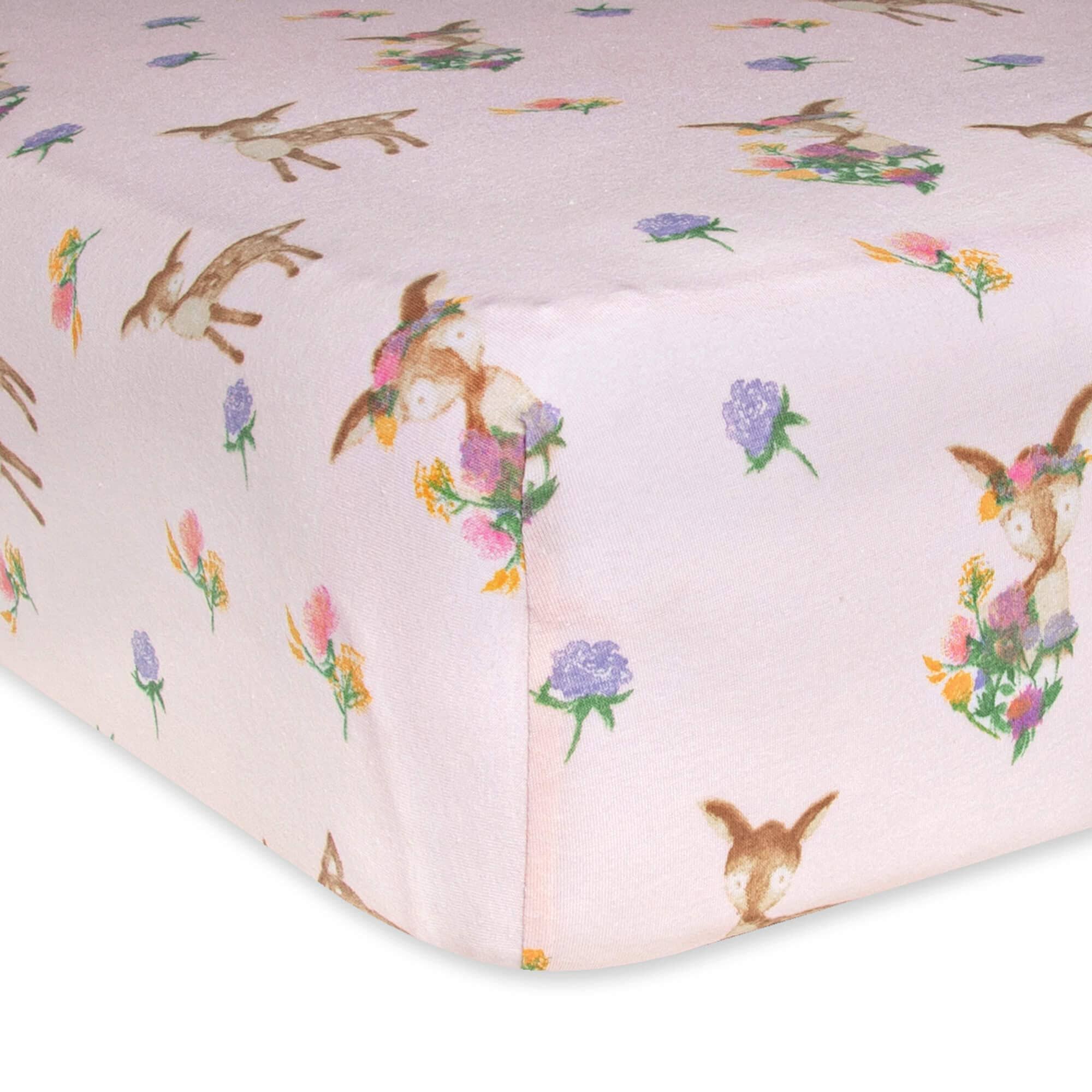 23e819770bd7a78bb14b29a57207242259ccf1b41cc782acf0680133acc9c858.jpg Burt's Bees Baby - Sweet Doe Organic Cotton BEESNUG Fitted Crib Sheet - Image 1