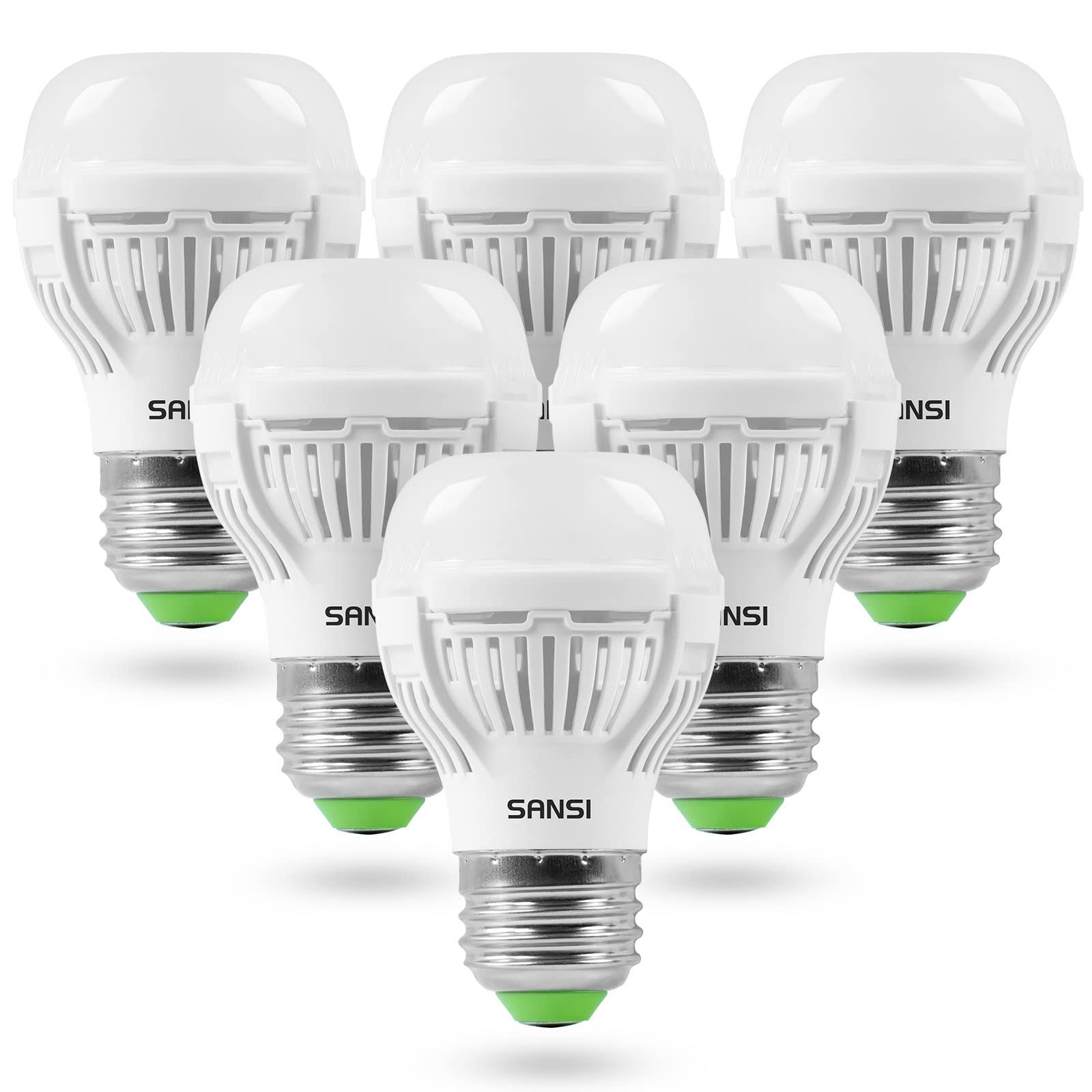 23f4357191d6efe54e64c39ae5c9c7d10cccb9b457341c8b54613c44d1bf0b82.jpg SANSI 60W Equivalent LED Light Bulbs, 22-Year Lifetime,6 Pack 900 Lumens Light Bulb with Ceramic Technology,5000k Daylight Non-Dimmable, E26, A15, EF - Image 1