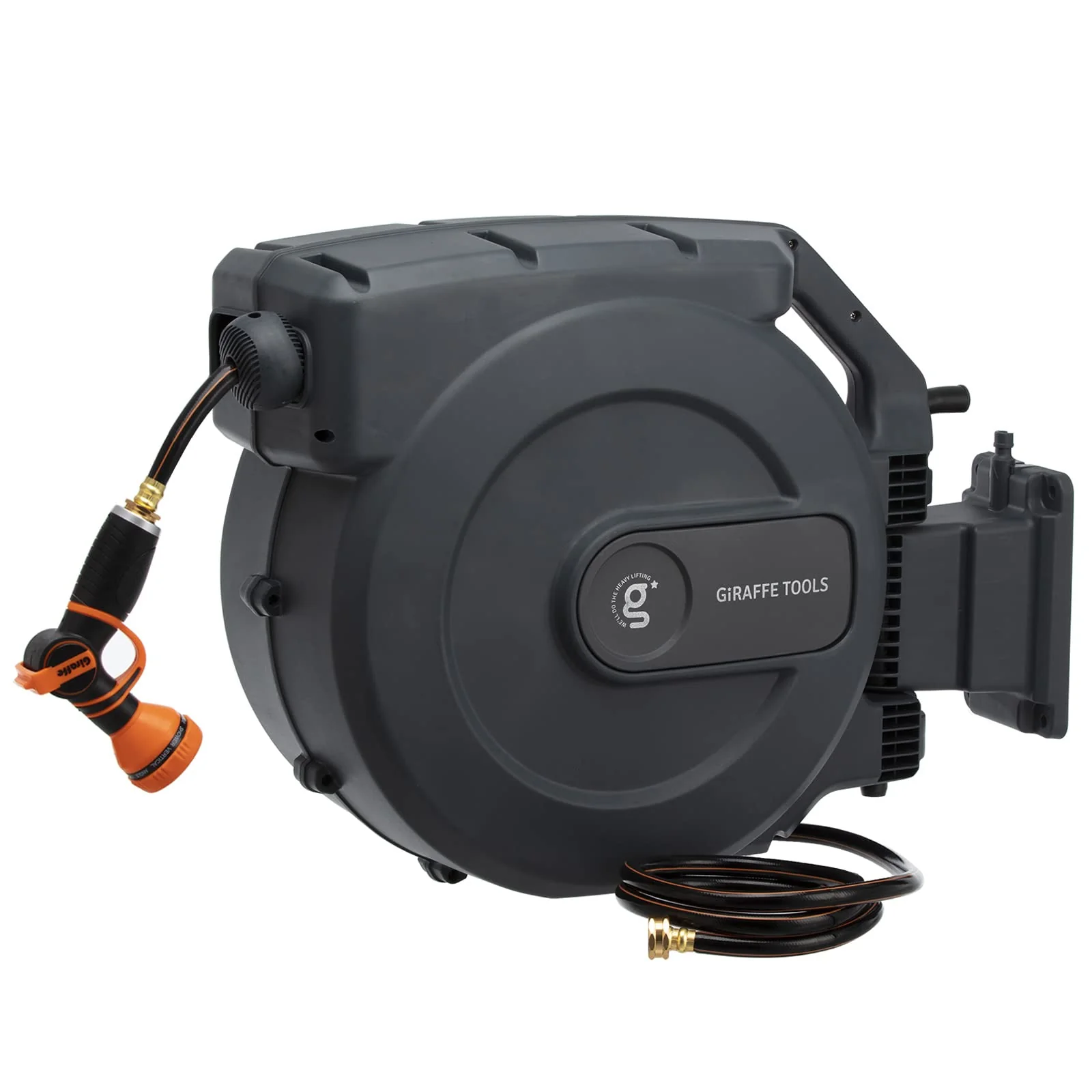241d35e7f073f4c6654d7a512b50d10030cb29ffc1a828d0f90b7963ce95b84c.webp Giraffe Tools Retractable Garden Hose Reel 5/8 x 115+5 ft - Image 1