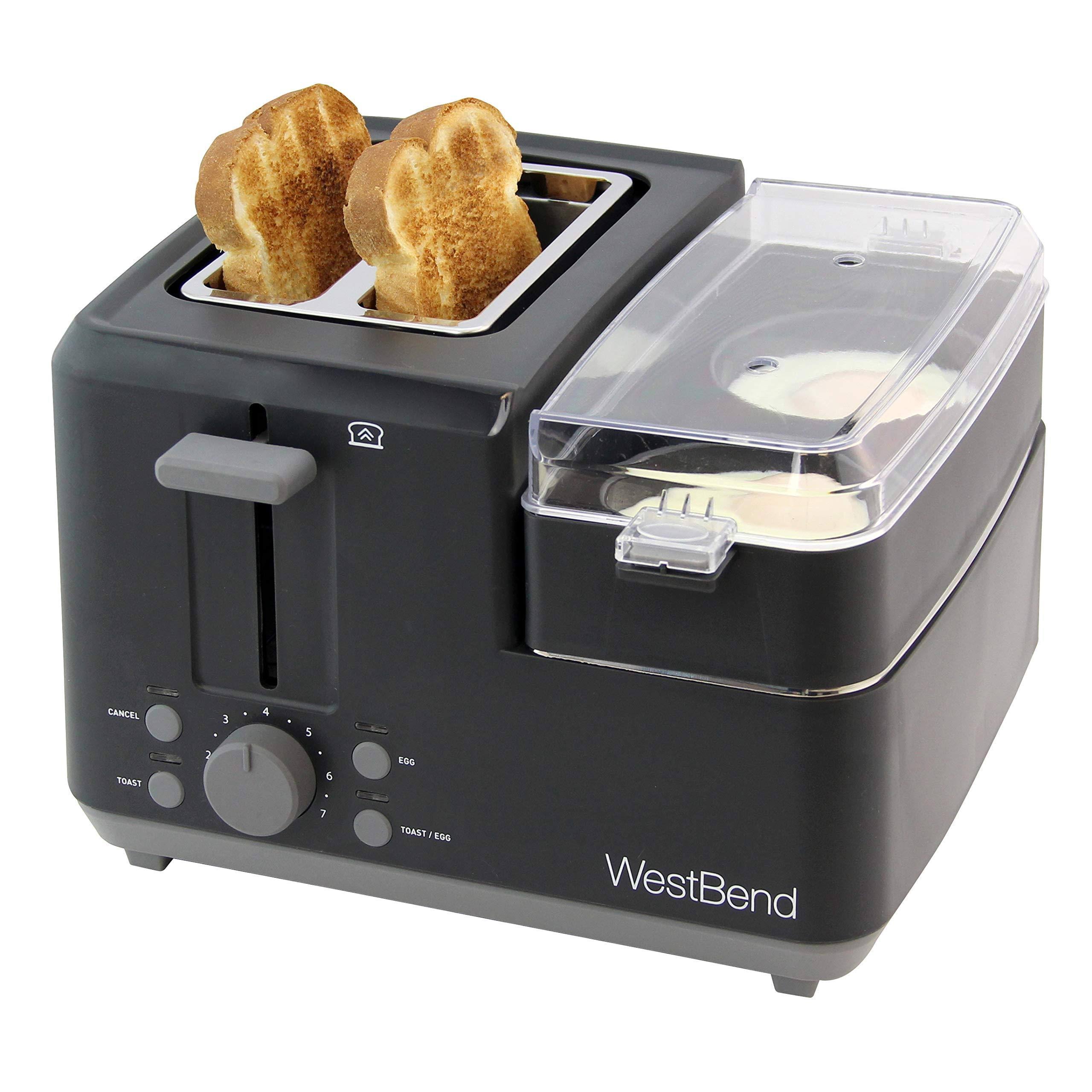 242b2670ac5b9477ece7a10f9dd3152085e03fa07d78797a313c82f2303b323a.jpg West Bend 2-Slice Breakfast Station Toaster & Egg Cooker - Image 1