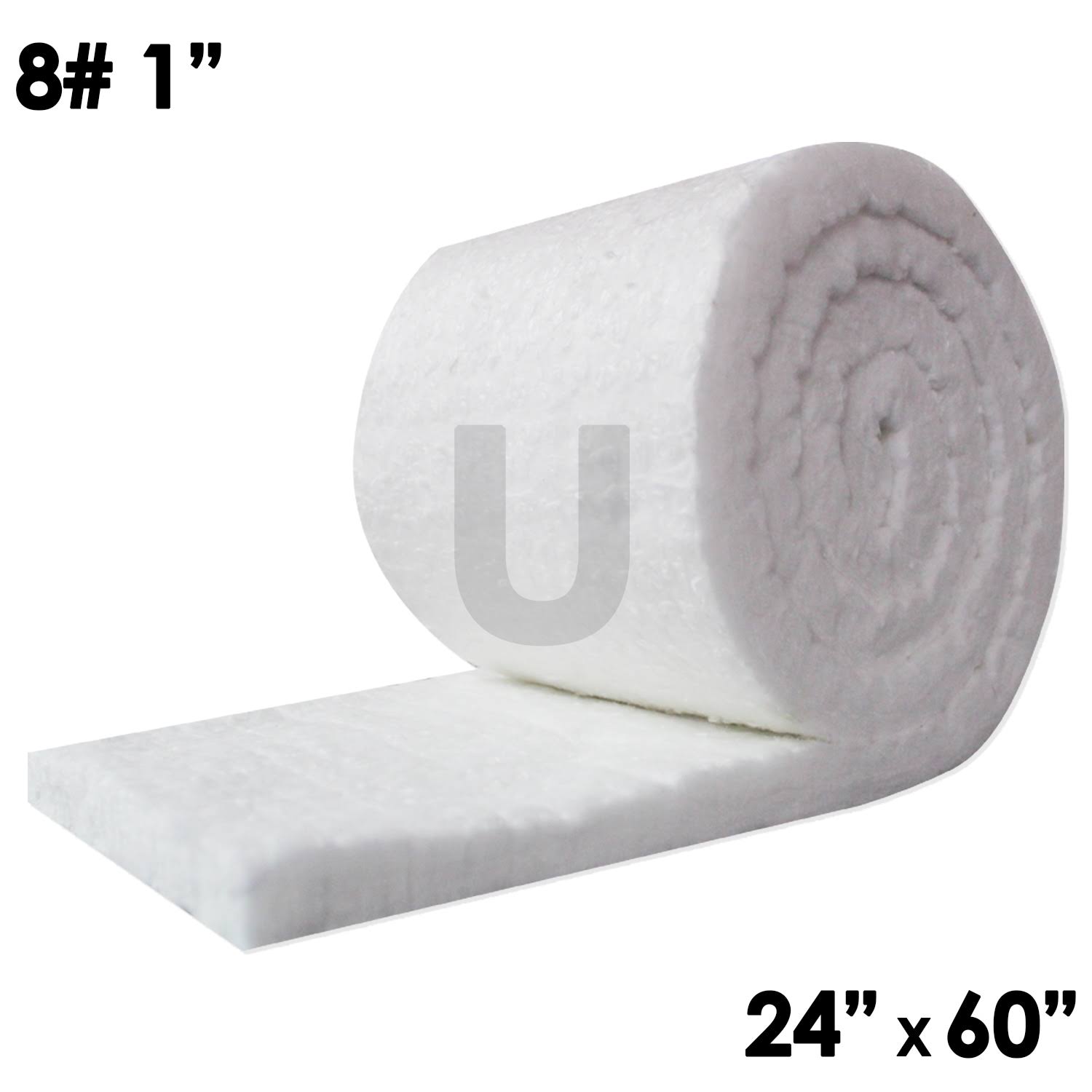 244718aefa8d3e32dbc40c0decbaae4bc978fdf2e944de2717818ebef06c1aea.jpg UniTherm Ceramic Fiber Insulation Blanket Roll 8#Density 2300F 1"x24"x60" - Image 1