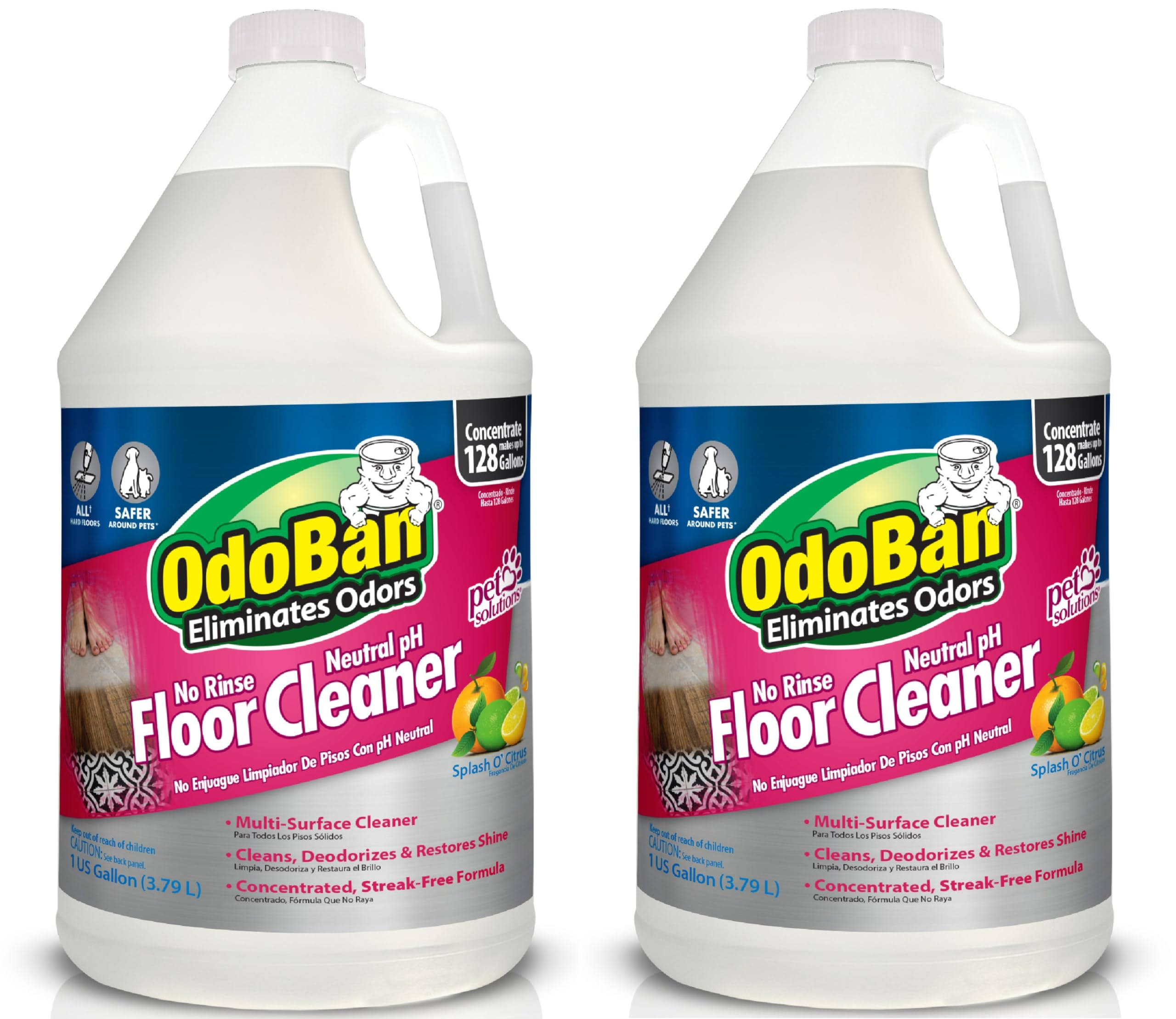 244b39a237a2b25764f119f3f2f4ce1a41fe037f71b7f39910931083668b00d0.jpg OdoBan Pet Solutions No Rinse Neutral PH Floor Cleaner Concentrate, 2 Gallons, Splash O' Citrus Scent - Image 1