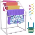 VEVOR 5 Bar Freestanding Outdoor PVC Trapedozal Poolside Storage Organizer Pool Towel Rack White
