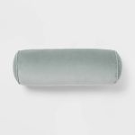 8"x22" Luxe Round Velvet Bolster Decorative Pillow Light Teal Green - Threshold