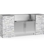 NewAge Products Outdoor Kitchen Signature SS 79.16 in. L x 25.5 in. D x 37 in. H 6-Piece Cabinet Set in White Crystal Marble Stone