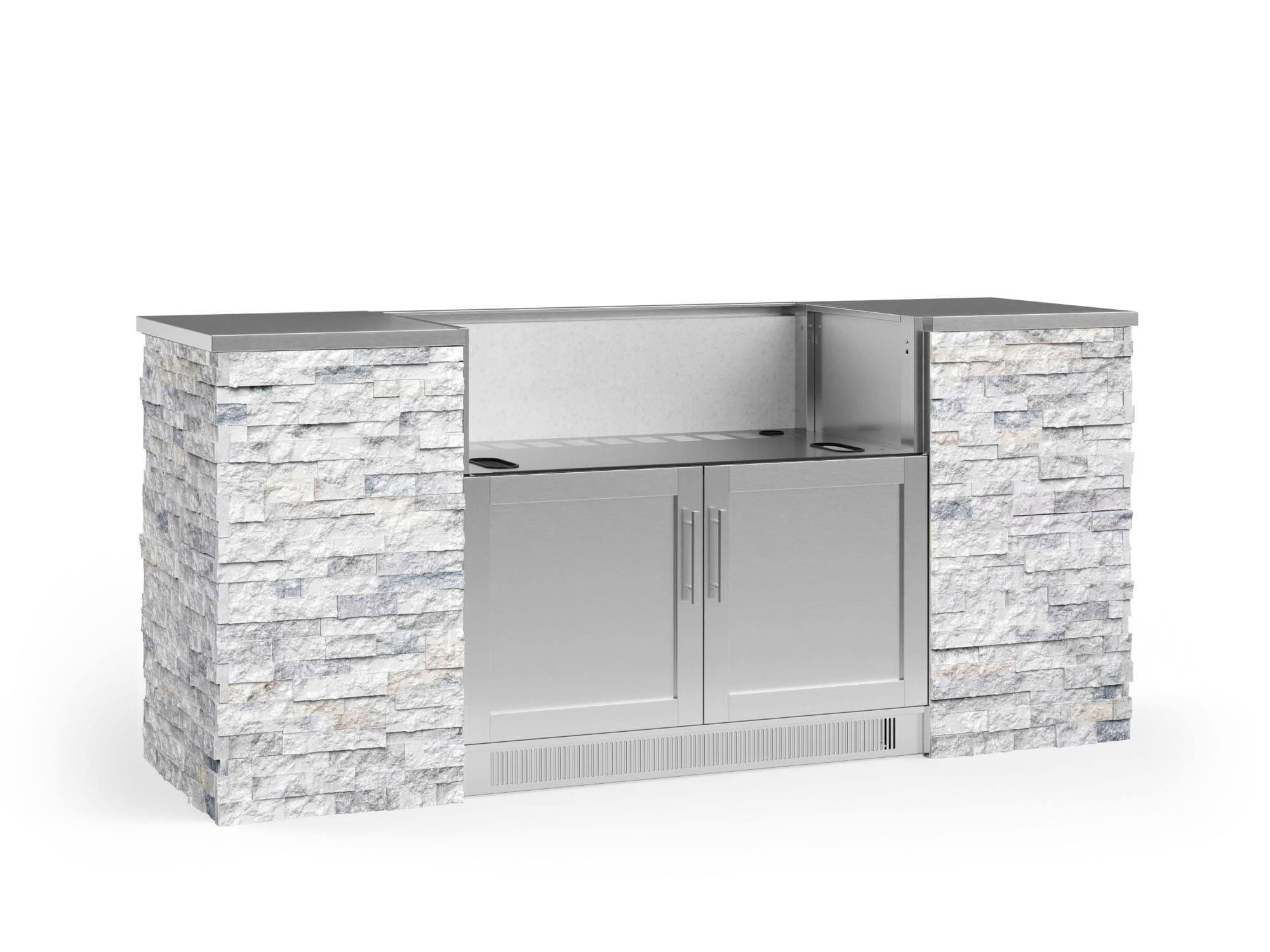 247296b01208b729a9c78dc9c3c3d0637ece2d85e7f27abf45b8e73526efacc2.jpg NewAge Products Outdoor Kitchen Signature SS 79.16 in. L x 25.5 in. D x 37 in. H 6-Piece Cabinet Set in White Crystal Marble Stone - Image 1