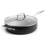 GreenPan Canterbury 5 Qt. Aluminum Hard Anodized Healthy Ceramic Nonstick Saute Pan with Lid, Black