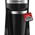 Elite Gourmet Single Serve Personal Coffee Maker with Stainless Steel Travel Mug, Black
