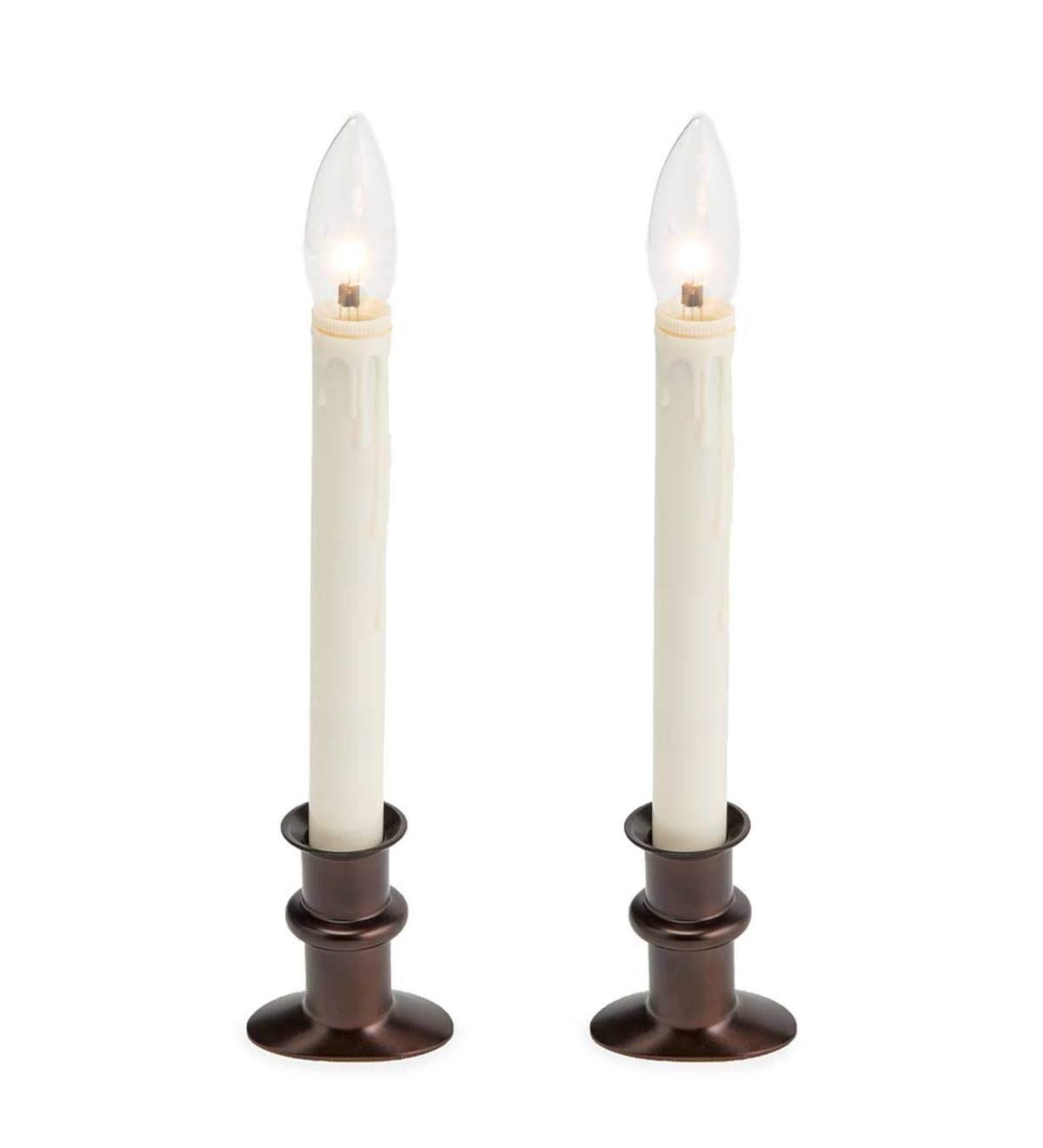 248a2d8bced7c91d660d583e56d571836376f752e9573f9472e0deaf45fdb3cf.jpg Adjustable Window Hugger Unscented Flameless Candle Plow & Hearth Color: Bronze - Image 1