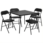Bowery Hill 5 Piece Folding Card Dining Table and Chair Set in Black