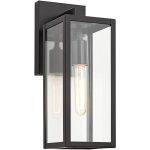 John Timberland Modern Outdoor Wall Light Fixture Mystic Black 14 1/4" Clear Glass Panel for Exterior Barn Deck House Porch Yard Patio Outside