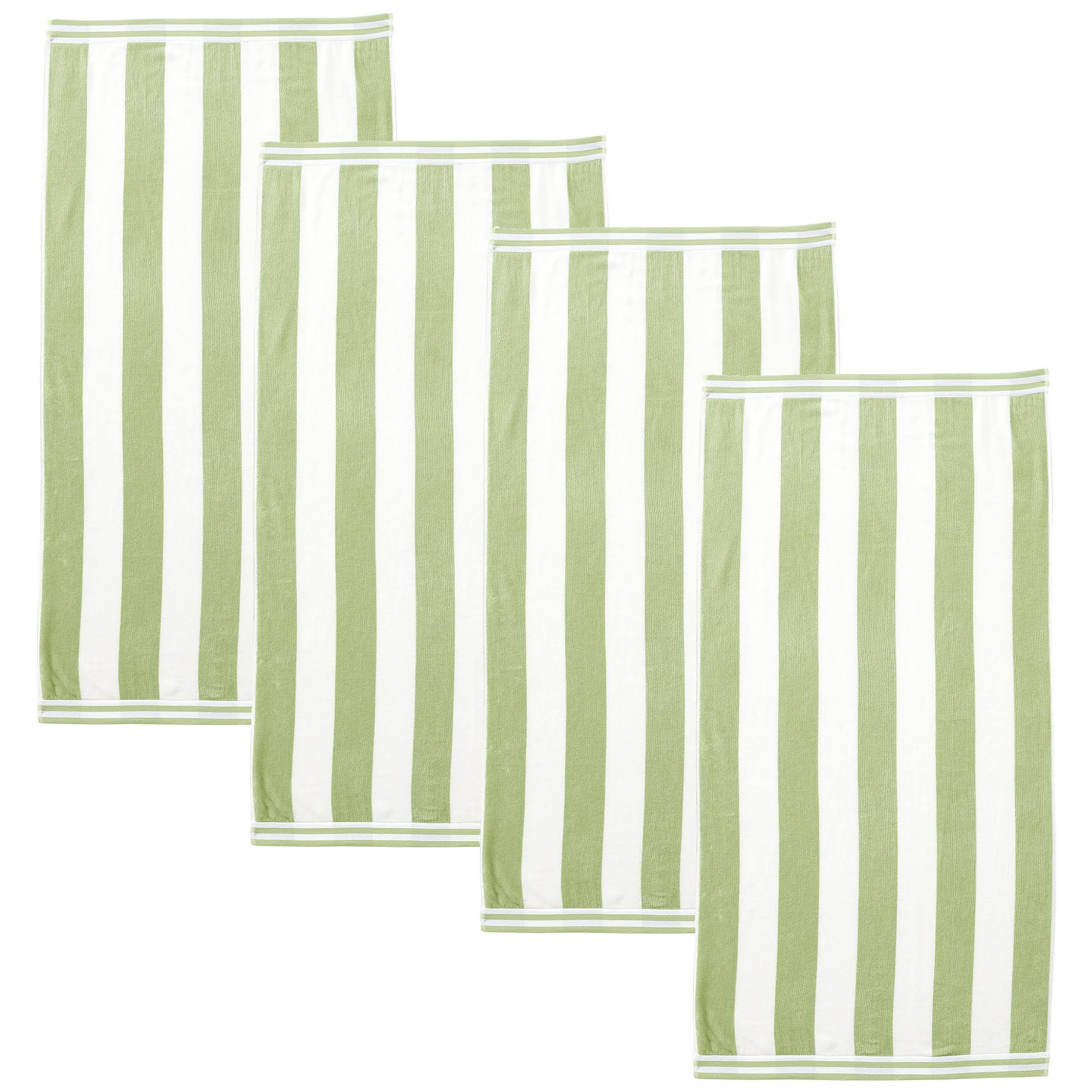 24ba1e741b134dcdcdf1f3aad5e28fcd553a15e6e5b960b53e0bb0583b17d080.jpg Great Bay Home Cotton Cabana Stripe 4-Pack Beach Towel (4 Pack - 30 inch x 60 inch, Eucalyptus Green), Size: 4 Pack - 30 x 60 - Image 1