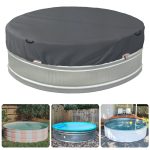 Bitubi 7-8 ft Steel Round Stock Tank Pool Cover,Upgraded with Drawstring Design Increase Stability(Grey)