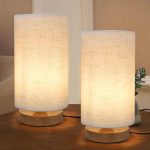 Table Lamps for Bedrooms Set of 2, Minimalist Bedside Lamps Set of 2 with Round Fabric Linen Shade,Reading Small Desk Lamp Set of 2 for Kids Room,