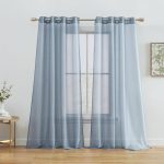 HLC.ME 2 Piece Sheer Window Curtain Grommet Panels (Dusty Blue) - 63' inch Long