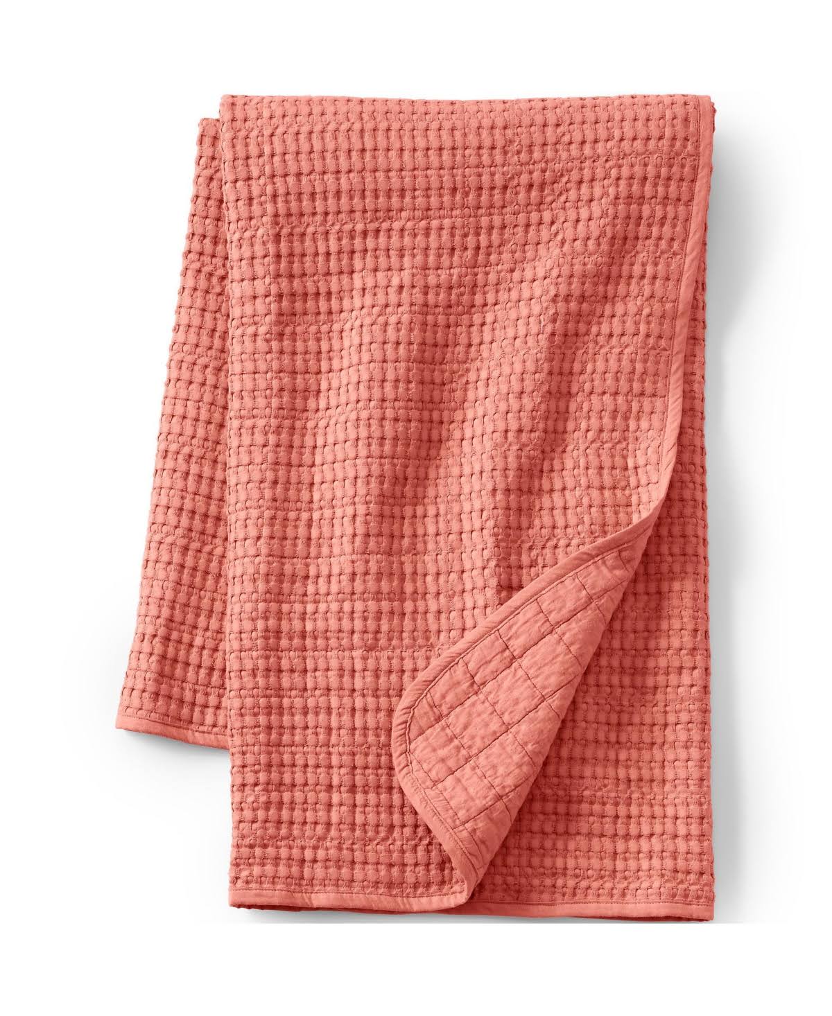 25067f61791922210e9c894a9800db56246c53ba50337609eacdc62e0a91f30a.jpg Lands' End Waffle Weave Throw Blanket, Orange - Image 1