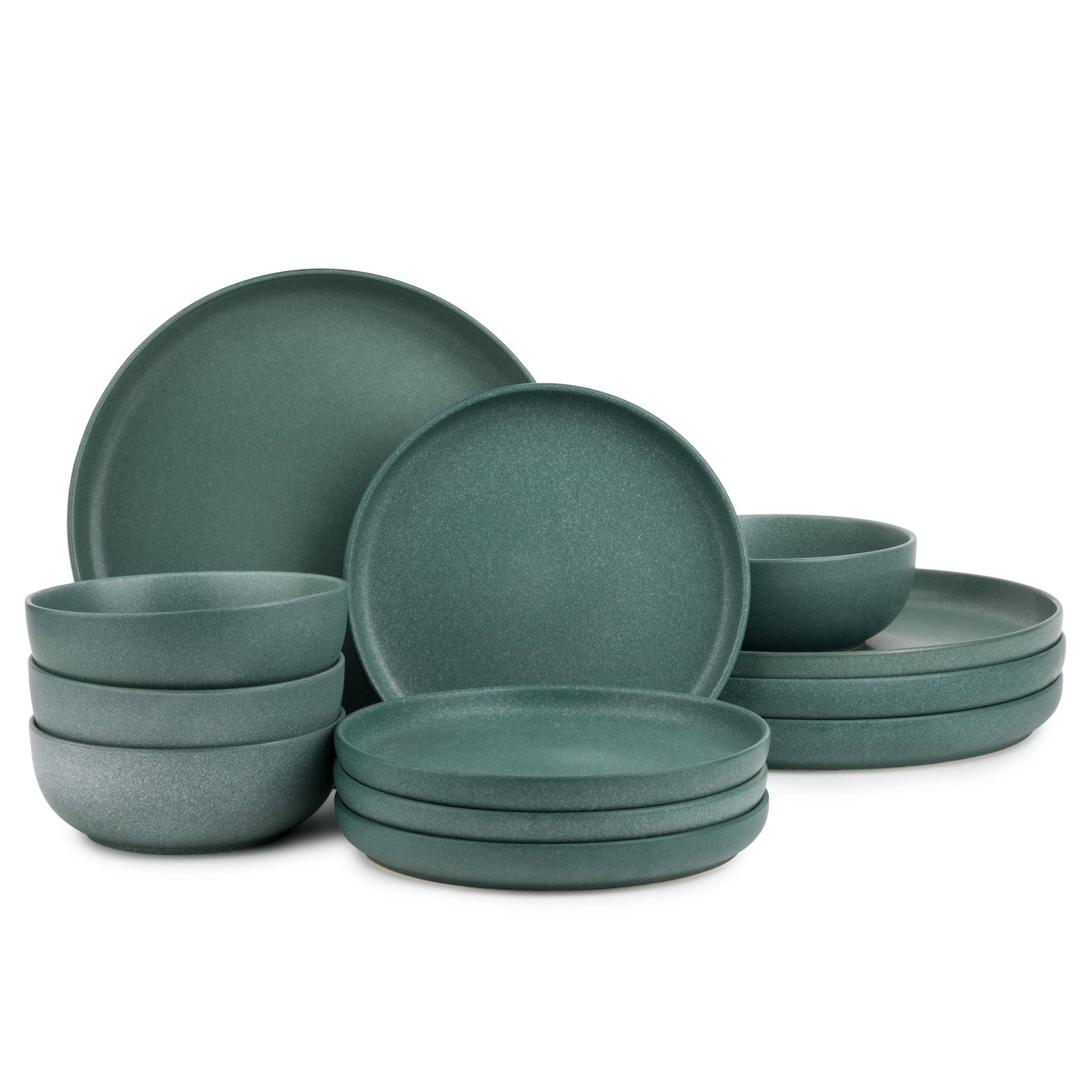 2536addb248169a76b4103541947a43626f722bcddf821288906edbf7a14fcd1.jpg Thyme & Table 12-Piece Stoneware Dinnerware Set, Caspian Green - Image 1