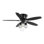 Hampton Bay 52974 Stoneridge 52 in. Indoor/Outdoor LED Matte Black Hugger Ceiling Fan with Light Kit and 5 Reversible Blades Included