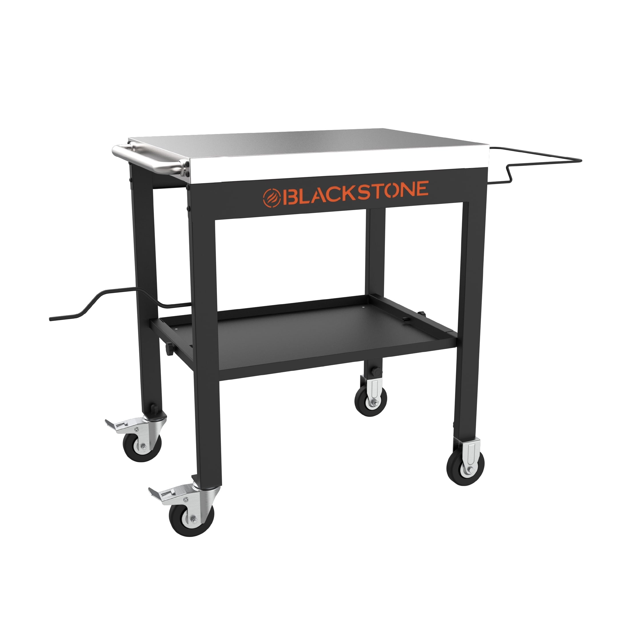 25646a395c3d6e96d1e18163c7d8d342124d3e3bca8631408fffaf216d56a98f.jpg 28 Portable Steel Prep Cart with Stainless Steel Top in Black - Image 1