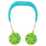 Banzai Wearable Green 3-Speed Neck Fan, Rechargeable USB, Ages 14 & Up, unisex