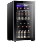 Antarctic Star 26 Bottle Wine Cooler/Cabinet Beverage Refrigerator Mini Wine Cellar Beer Soda Clear Glass Door Counter Top Bar Fridge Quiet Compressor