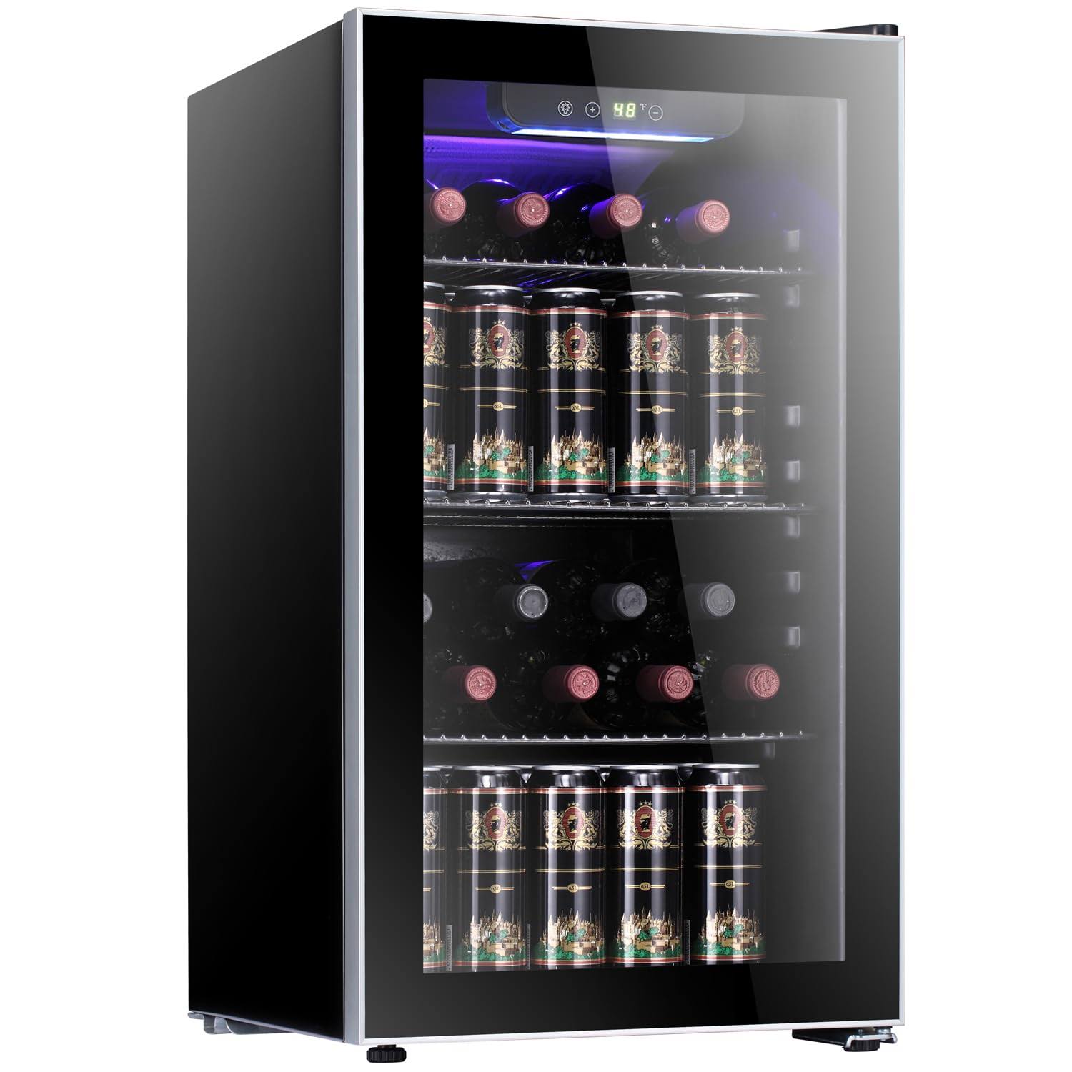 25a1955ce0da2602b1ce97d7aeb6098497ee11cff9913f50bc83422af87421e3.jpg Antarctic Star 26 Bottle Wine Cooler/Cabinet Beverage Refrigerator Mini Wine Cellar Beer Soda Clear Glass Door Counter Top Bar Fridge Quiet Compressor - Image 1