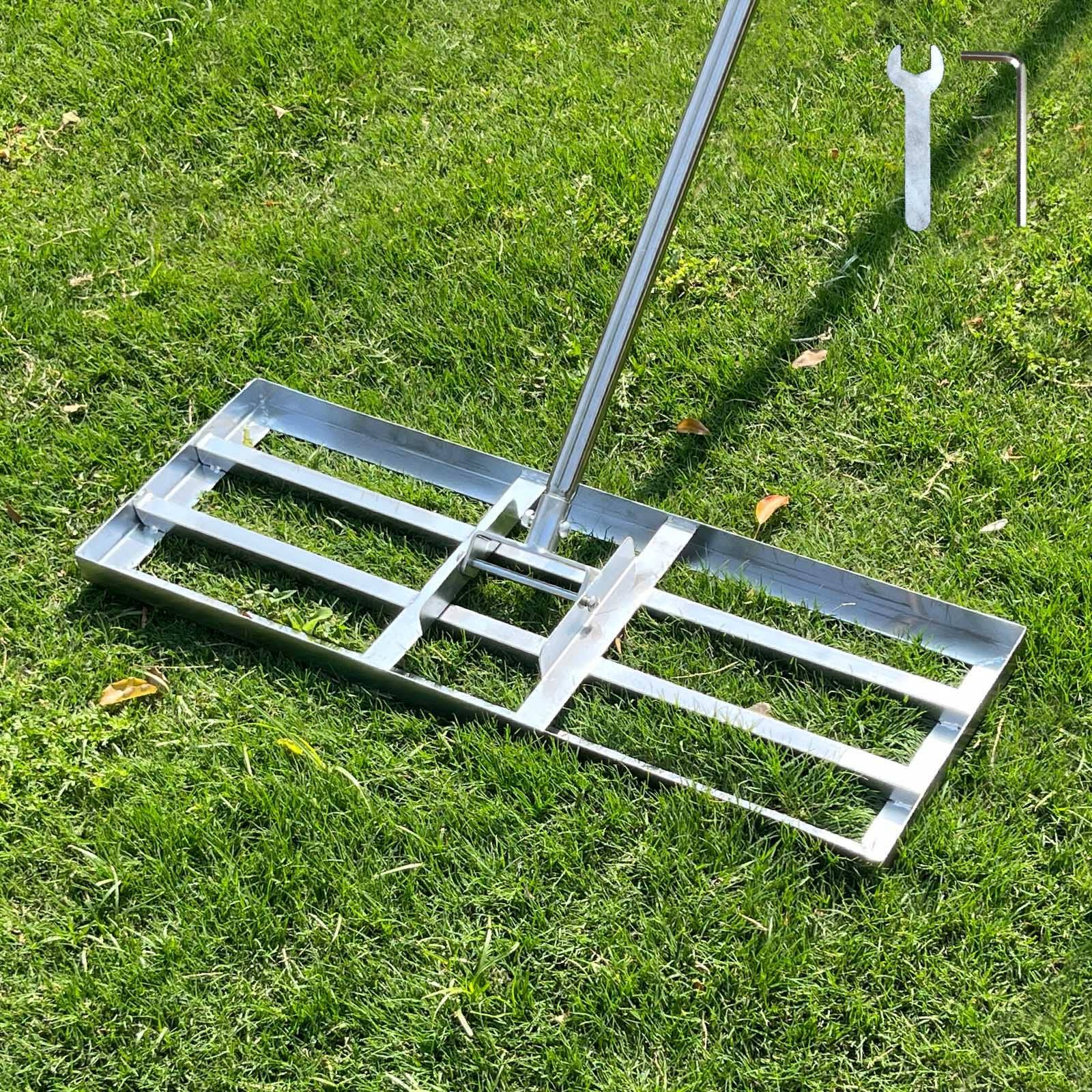 25aaf848de07c2e5d25db04938b7110119b5722911621d04473bbca11682c651.jpg SurmountWay Lawn Leveling Rake, 30X10inch Lawn Leveler with 7ft Adjustable Handle, Heavy Duty&Durable Yard Leveling Rake with Stainless Steel Pole, - Image 1