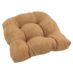 Blazing Needles 19 in. U-Shaped MicroSuede Tufted Dining Chair Cushion, Camel