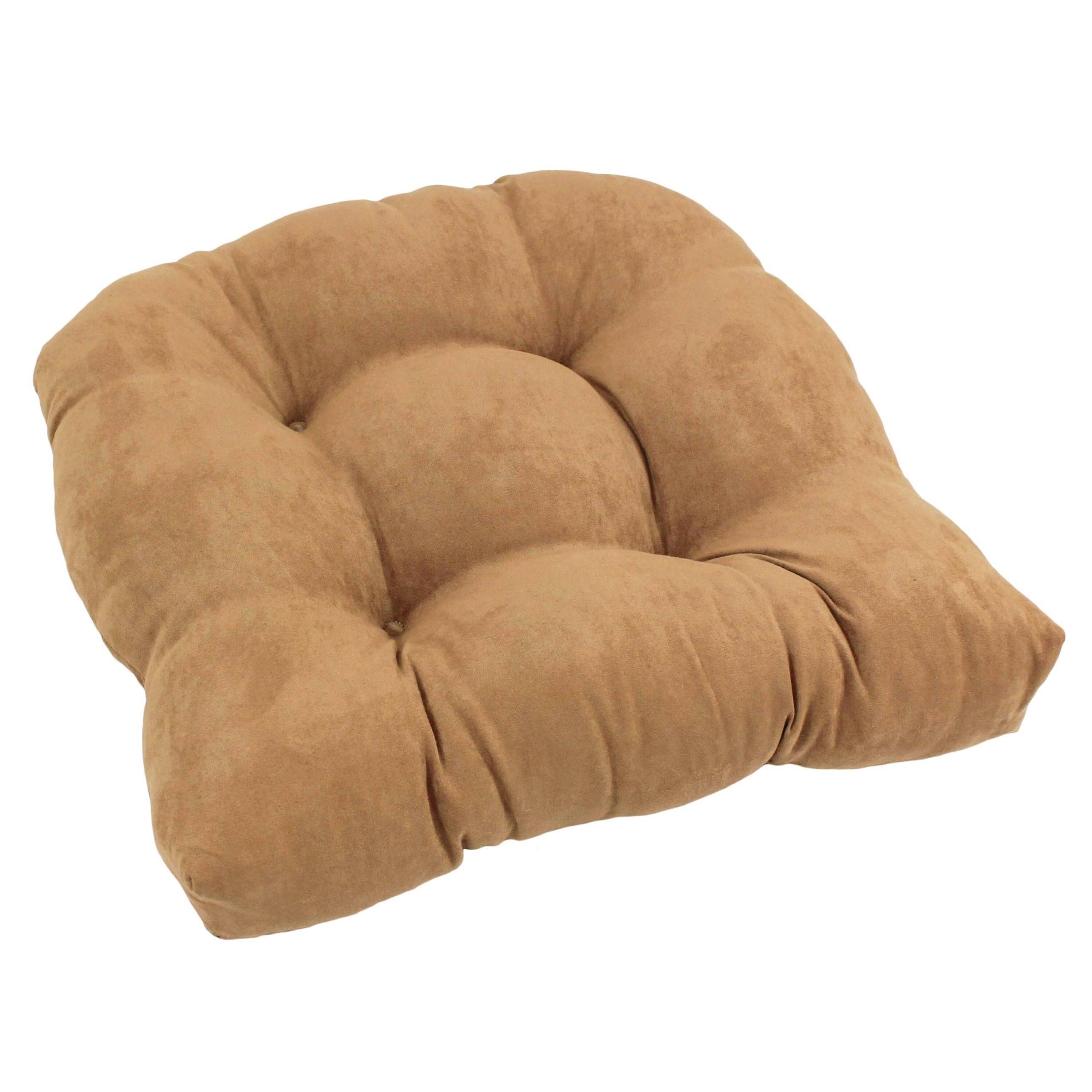 25b0b97687715892cb1da1e165cb962492aefa5cc7fff99aad5f37b14fde79cc.jpg Blazing Needles 19 in. U-Shaped MicroSuede Tufted Dining Chair Cushion, Camel - Image 1