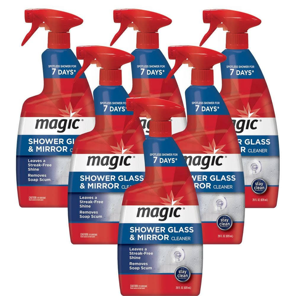 25bb2108860e43027e8741932505d6e469840264a1da87ad99408e07538cbdc4.jpg Magic 28 oz. Glass Cleaner Spray for Shower and Mirror (6-pack) - Image 1