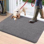 DEXI Door Mat Entryway Doormat Front Entrance Non-Slip Low Profile Washable for Inside Entry 31.5"X47",Grey