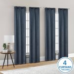 Mainstays 4 of A Kind Blackout Curtain Panel Set, Navy POLYESTER, 28 inch x 84 inch Inches
