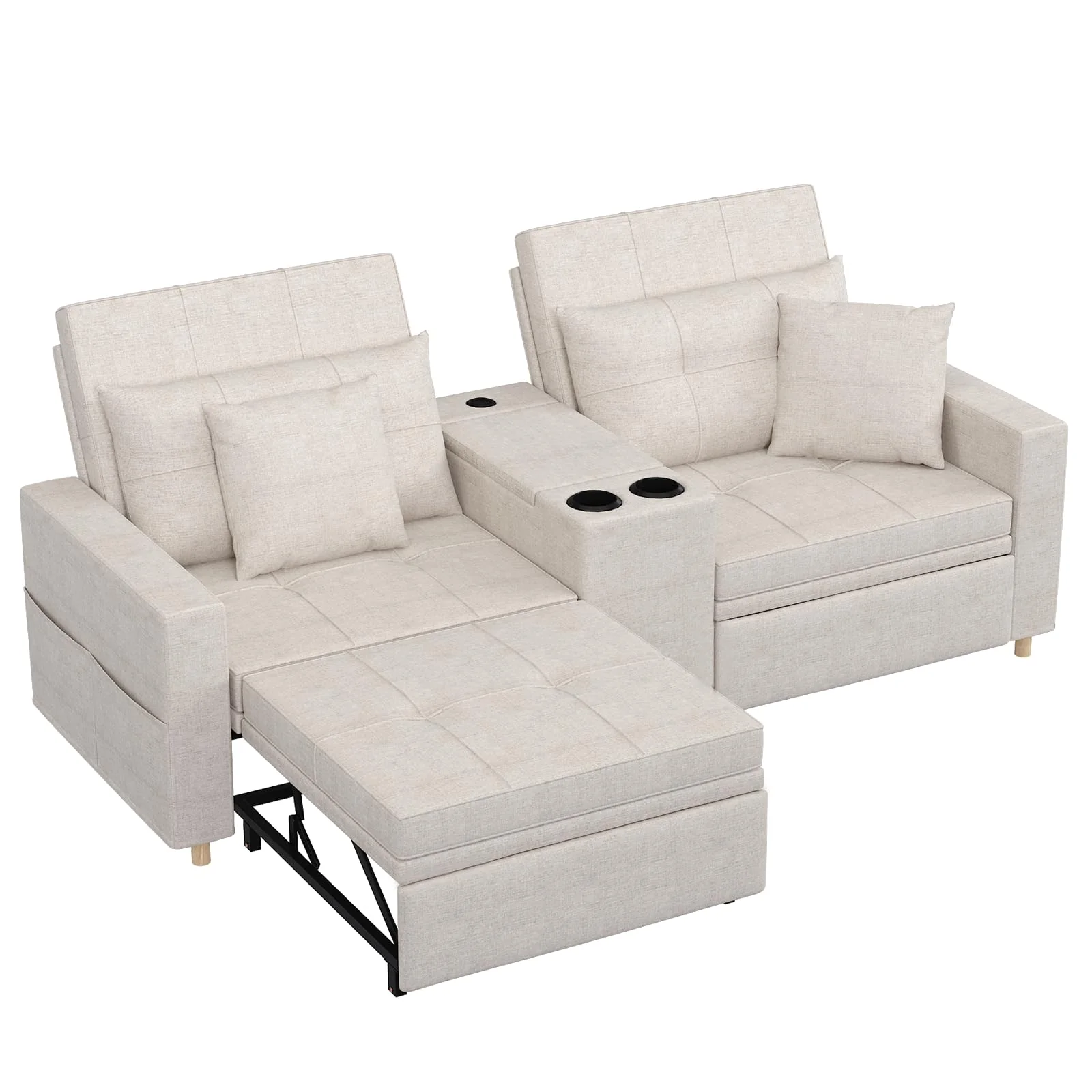 25d47a68a320109c2716bfa5f6c825b42c566a7d0d0ee1e4002726b4bc1fba5c.webp AECOJOY 75" Sleeper Chair, 3 in 1 Convertible Sleeper Sofa Bed, 2-Seater Pull Out Couch Bed - Image 1