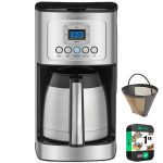 Cuisinart 12 Cup Programmable Stainless Steel Thermal Coffee Maker with Thermal Carafe (DCC-1850 /DCC-3400) Bundle Including Permanent Filter and 1