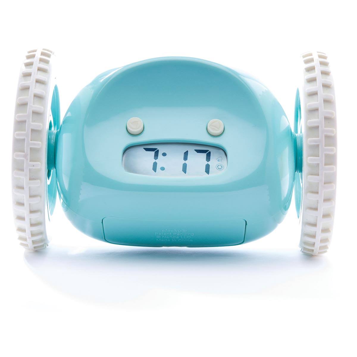 25ddc82425300a5d45cf2a12c9c2a40d1a63bd49a53fe82ad7877e9c0f4cf560.jpg Clocky Rolling Alarm Clock, Aqua - Image 1