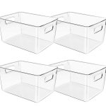 Control Kitchen Clear Plastic Storage Bins, Perfect for Kitchen Organization or Pantry Organization and Storage, Clear Storage Containers for Organizing, , Fridge