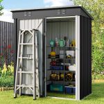 Aiho 5'X 3' Metal Outdoor Storage Shed with Lockable Door for Garden Backyard Patio - Gray, Size: 5' x 3'