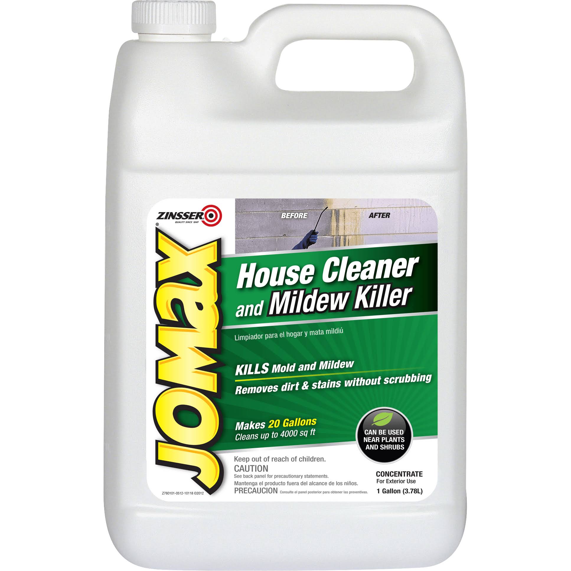2620d71139f0d9944777d28a65b686a46997e31d5d9ed22c6b5cfad175edf351.jpg Zinsser Jomax House Cleaner and Mildew Killer - 1 gal - Image 1