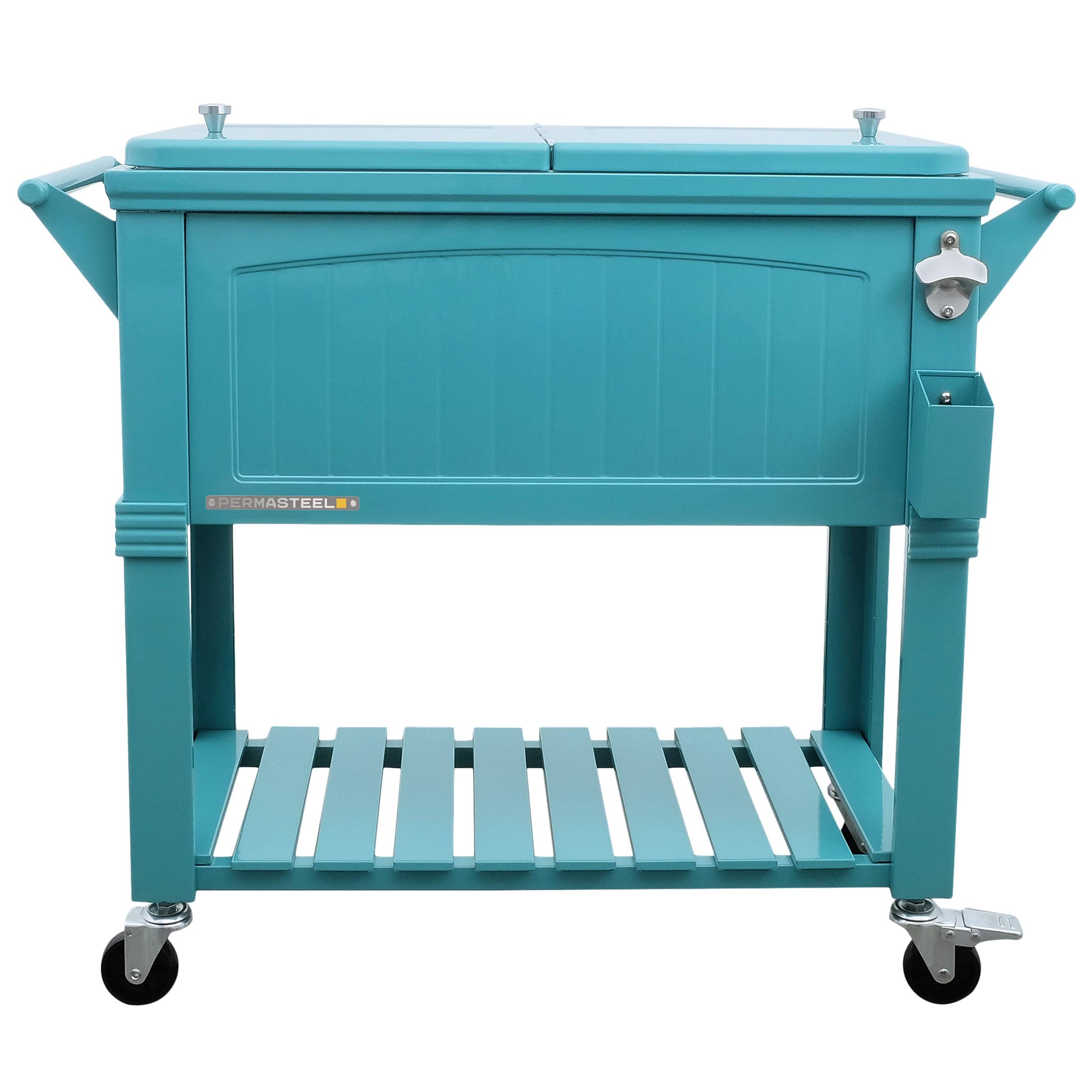 262ae2e01372b5fb92a4bd773c4c27cbf5682753cb2509c9f8d83d1cca973da2.jpg 80qt Portable Rolling Patio Cooler - Teal - Permasteel - Image 1
