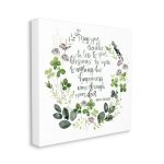 Stupell Industries Troubles Be Less Irish Proverbs Wildflower Wreath Gallery Wrapped Canvas Wall Art, 24 x 24