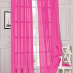 2 Pieces Hot Pink Solid Sheer Voile Window Curtain Set, Two (2) Rod Pocket Panels 55 inchw x 84 inchl (Each)