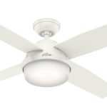 Hunter Fun 59252 Contemporary Dempsey Damp Outdoor Ceiling Fan with Remote, Fresh White/ Washed Oak
