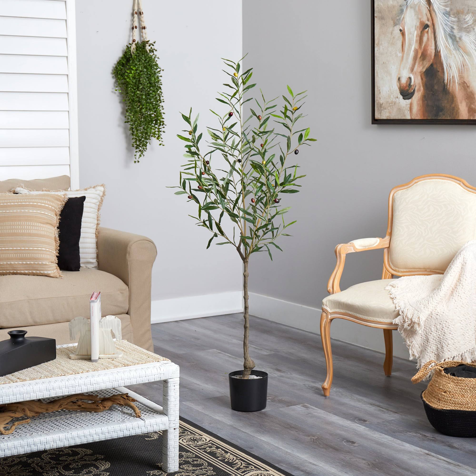 268c90315ec9e437fb91f19488820e2854f5a611e129ac0f35cb3eac66f7def9.jpg Nearly Natural 5 ft. Olive Artificial Tree - Image 1