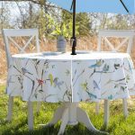 Benson Mills Spillproof Spring/Summer Fabric Outdoor Tablecloth with Umbrella Hole, Zippered Table Cloth for Round Tables, Picnic/Patio Table Covers