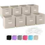 Royexe 11 inch Storage Cubes (Set of 8) Storage Baskets Features Dual Handles & 10 Label Window Cards Cube Storage Bins Foldable Fab