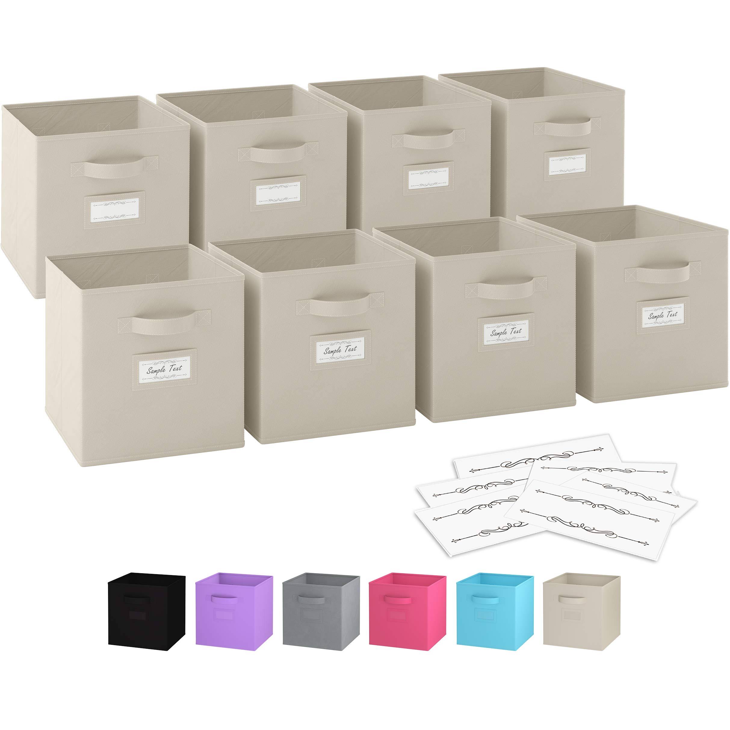 26be945bd9fd548b5227fc3ac054c1980301f569e9c4e54e4f9a5c9526212a6b.jpg Royexe 11 inch Storage Cubes (Set of 8) Storage Baskets Features Dual Handles & 10 Label Window Cards Cube Storage Bins Foldable Fab - Image 1