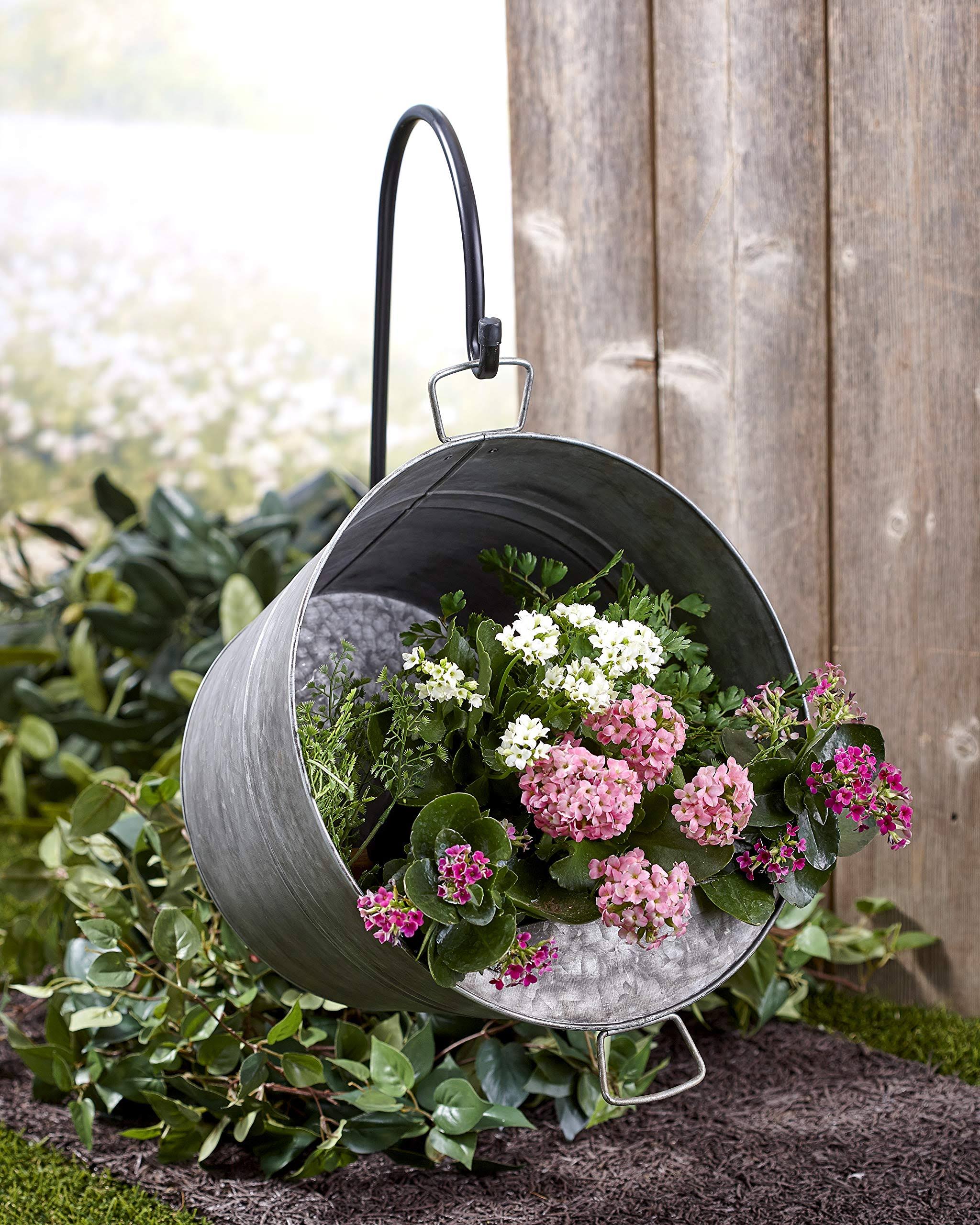 26c047bd89c844d9725cb215a06f85f5c94ece04ce436d34d23c7d2326beb1de.jpg Hanging Pail Planter with Shepherd's Hook - Image 1