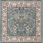 Rugs Nain Design 10 ft Square Blue Floral Area Rug